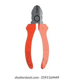 Illustration of cutting pliers with red handles.