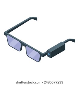 Illustration of cuttingedge isometric smart eyewear with blue light filter technology in a detailed vector design