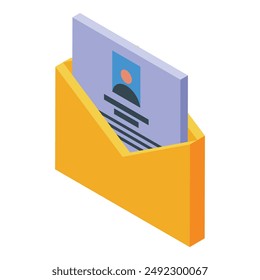 Illustration of a cv being delivered in a yellow envelope, perfect for representing job hunting