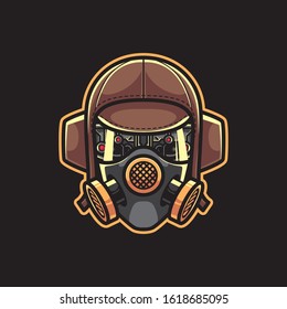 Illustration of Cyberpunk Character Head Vector Logo