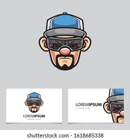 Illustration of Cyberpunk Head Vector Logo