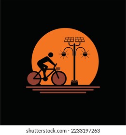 illustration of cycling in the city, vector art.
