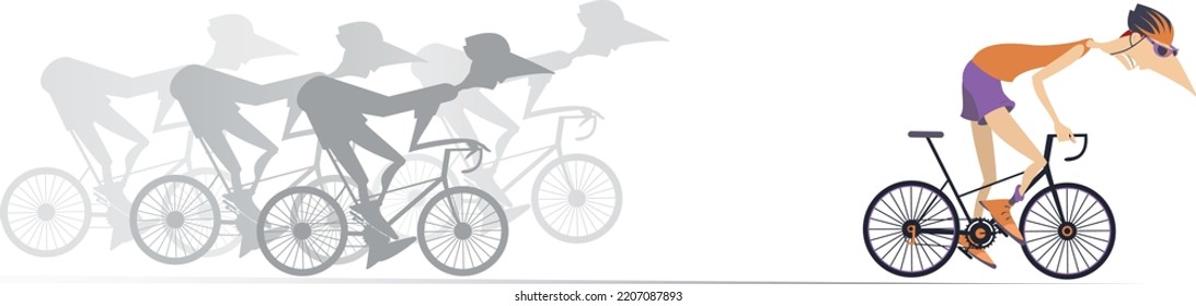 Illustration Of Cycling Race.
Cyclists In Competition. Winner, Isolated On White Background
