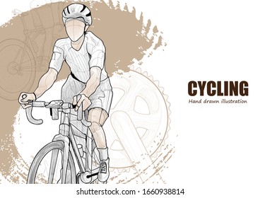 ilustración del ciclista en el fondo del diseño. fondo deportivo retro.