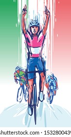 illustration of  cyclist wins the race