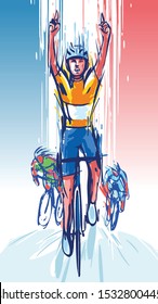 illustration of  cyclist wins the race