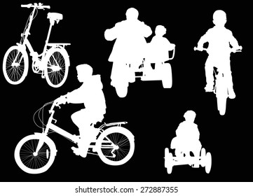 Illustration mit Radfahrern einzeln auf schwarzem Hintergrund