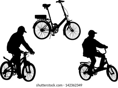 ilustración con ciclistas aislados en fondo blanco