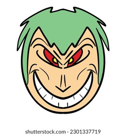 illustration of a cynical smiling face like a devil's smile
