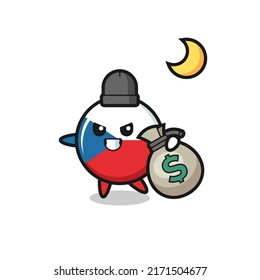 Illustration of czech flag badge cartoon is stolen the money , cute style design for t shirt, sticker, logo element