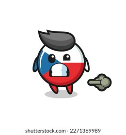 the illustration of the czech republic flag badge cartoon doing fart , cute style design for t shirt, sticker, logo element