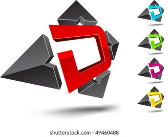 Illustration of "D" 3d design element.