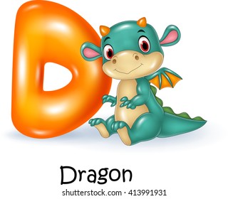 Illustration of D letter for Dragon