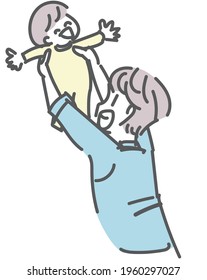 Illustration of a dad comforting a baby