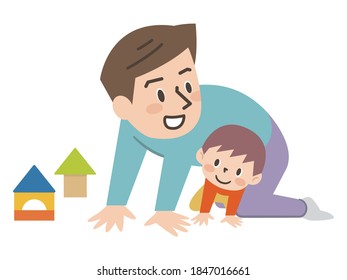 Illustration of a dad playing with a child