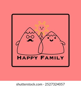 Illustration of daddy and mommy who have children and a happy family.