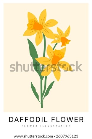 illustration of daffodil flower deisgn, background and natural concept