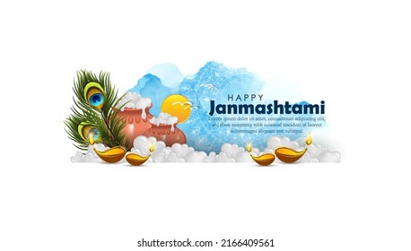 illustration of Dahi Handi fo Hindu Festival Shree Krishna Janmashtami.