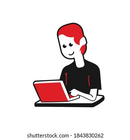 Illustration of daily activities in front of a laptop