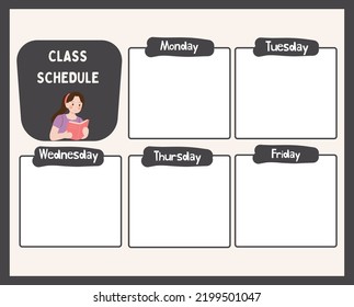 Illustration Daily Planner, Weekly planner, Class schedule vector.