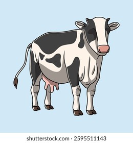 Illustration of a dairy cow standing