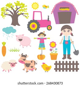 Illustration of a dairy farm