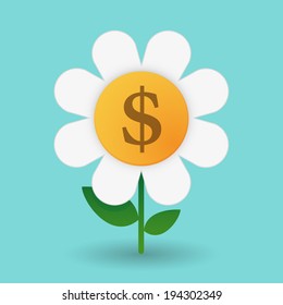 Illustration of a daisy on a blue background