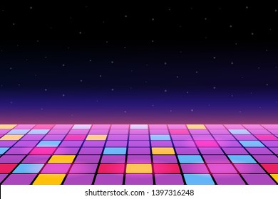 Illustration of a dance floor amongst starry open space. Vector. - Shutterstock ID 1397316248