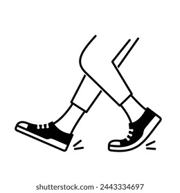 Illustration of dance footwork moves. Feet and legs monochrome outline illustration.