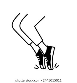 Illustration of dance footwork moves. Feet and legs monochrome outline illustration.