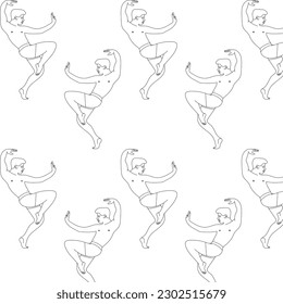 illustration dancer dancer man woman girl man guy vitiligo movement scene ballet blonde brunette sketch black and white lines sketch pattern print