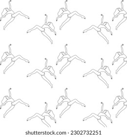 illustration dancer dancer man woman girl man guy movement scene ballet blonde brunette sketch black and white lines sketch pattern print