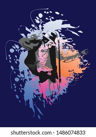 Illustration Dancer and singer Michael Jackson with color splash background.