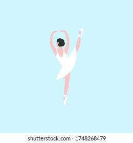 illustration of a dancing ballerina. Colorful flat vector illustration.