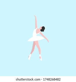 illustration of a dancing ballerina. Colorful flat vector illustration.
