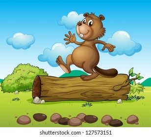 Illustration of a dancing beaver