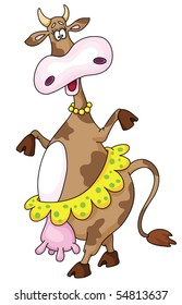An illustration of a dancing cow