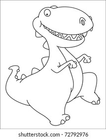 Illustration of a dancing dinosaur outlined