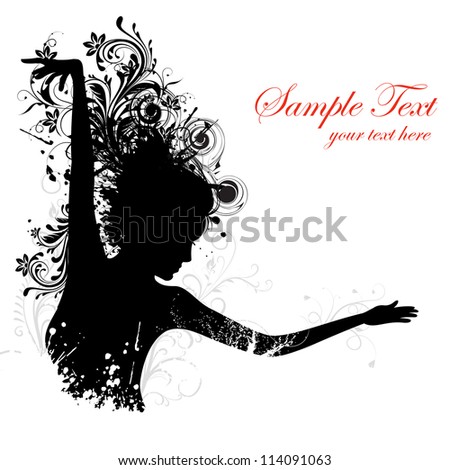 illustration of dancing floral lady on white background
