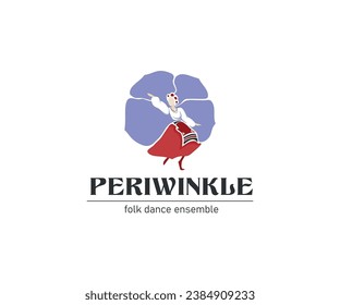 Illustration of a dancing girl. Flower. Logo. Folklore. 