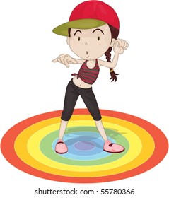 Illustration of A Dancing Girl on white background