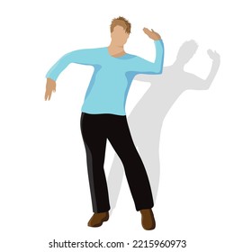 Illustration of dancing man. Symbol of dance, fun and movement on white background.