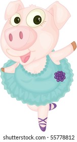 Illustration of Dancing Pig on white background
