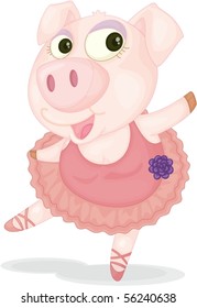 Illustration of A Dancing Pig on white background