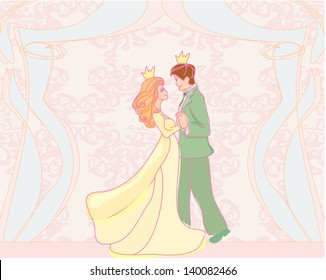 Ilustración de príncipe bailarín y princesa