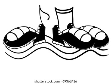 Illustration of dancing shoes with music notes