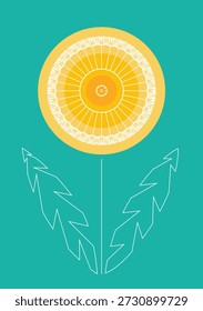 Illustration of the dandelion - spring flower in modern geometric style