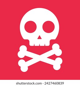 Illustration of danger icon, skull and crossbones on a white background