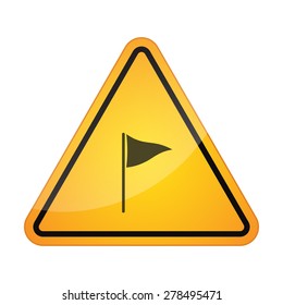 Illustration of a danger signal icon with a golf flag