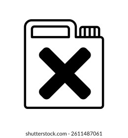 Illustration of a Dangerous Liquid Container with Large Warning Cross